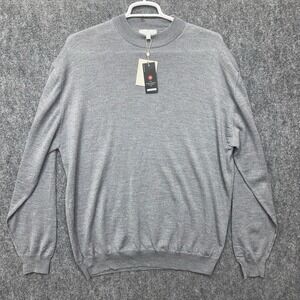 Toscano Firenze Lightweight Merino Wool Grey Sweater Mens size 2XLT Italy